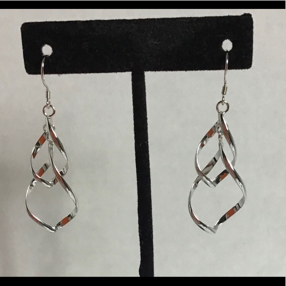 LAST 1- Sterling Silver (925) Dangle Drop Earrings - Picture 2 of 7